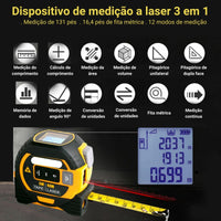 Trena Digital Com Visor Lcd Laser De Medição Até 40m Multifuncional 3 Em 1 TEM-Q65