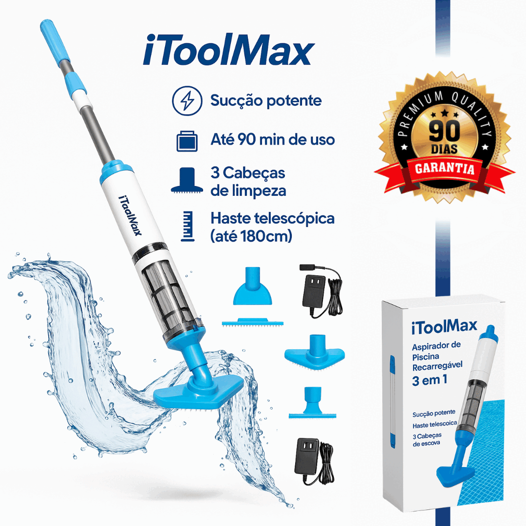 iToolMax – Aspirador de Piscina Recarregável 3 em 1