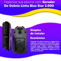 GERADOR DE OZONIO LINHA BLUE STAR 1.000 ( ATE 25 MIL LITROS) PANOZON