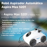 Robô Aspirador Automático Nautilus Aspira Max 5201 Para Piscinas De Até 1,80m